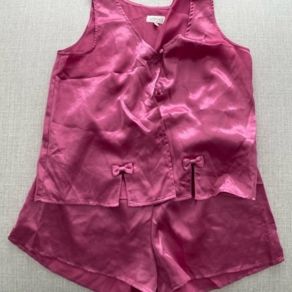 Vintage y2k Pink silky bow night set - Picture 2 of 8